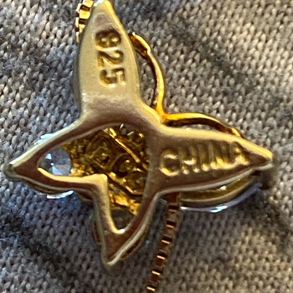 925 Vermeil Crystal Butterfly Pendant Necklace - Picture 4 of 7